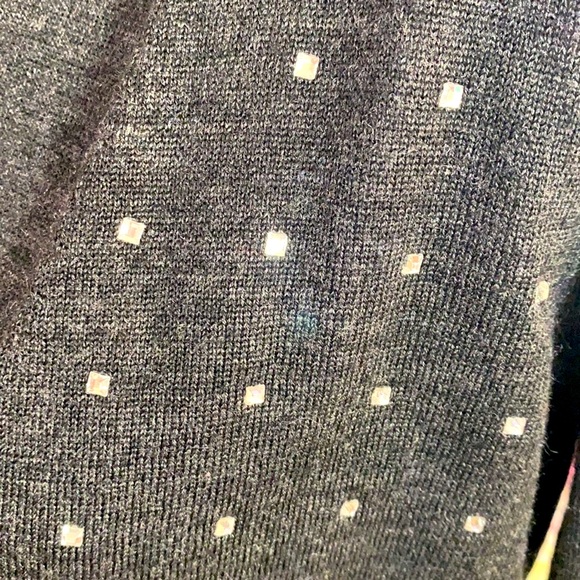 Calvin Klein gray wool blend open front sweater with rhinestones - Picture 4 of 9